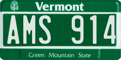 VT license plate AMS914