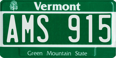 VT license plate AMS915