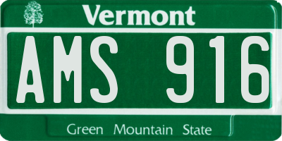 VT license plate AMS916