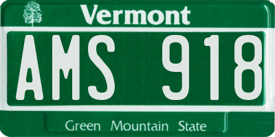 VT license plate AMS918