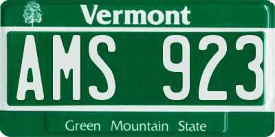 VT license plate AMS923