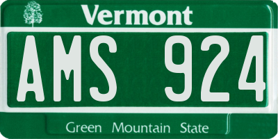 VT license plate AMS924