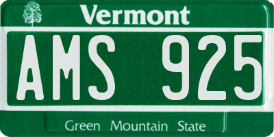 VT license plate AMS925