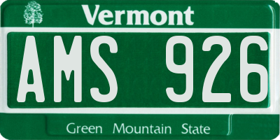 VT license plate AMS926