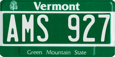 VT license plate AMS927