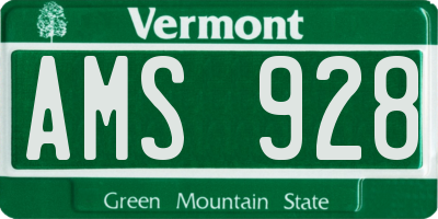 VT license plate AMS928