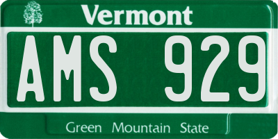 VT license plate AMS929