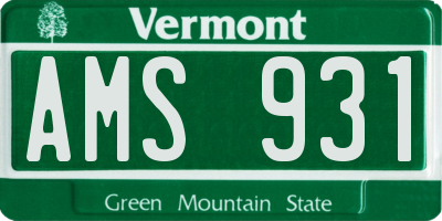 VT license plate AMS931