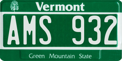 VT license plate AMS932