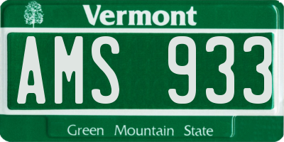 VT license plate AMS933