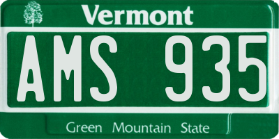 VT license plate AMS935