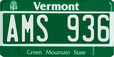 VT license plate AMS936