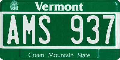 VT license plate AMS937