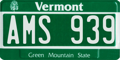 VT license plate AMS939