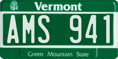 VT license plate AMS941