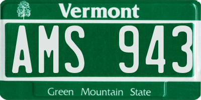 VT license plate AMS943