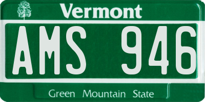 VT license plate AMS946