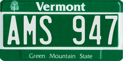 VT license plate AMS947