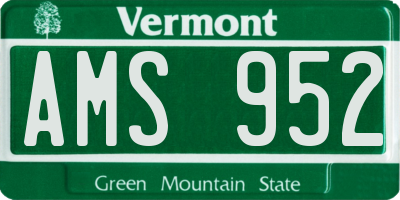 VT license plate AMS952