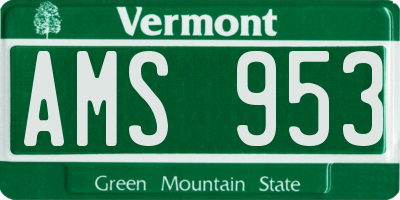 VT license plate AMS953