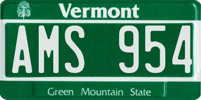 VT license plate AMS954