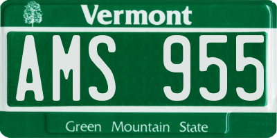 VT license plate AMS955