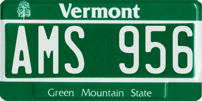 VT license plate AMS956