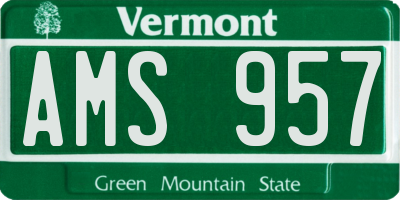VT license plate AMS957