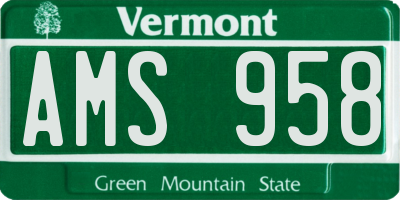 VT license plate AMS958