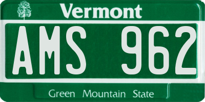 VT license plate AMS962
