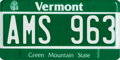VT license plate AMS963