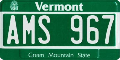 VT license plate AMS967