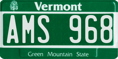 VT license plate AMS968