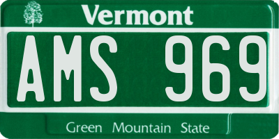 VT license plate AMS969