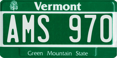 VT license plate AMS970