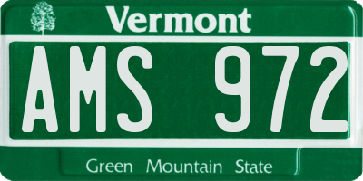 VT license plate AMS972