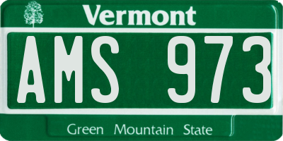 VT license plate AMS973