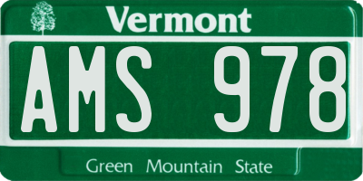 VT license plate AMS978