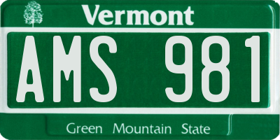 VT license plate AMS981