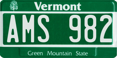 VT license plate AMS982
