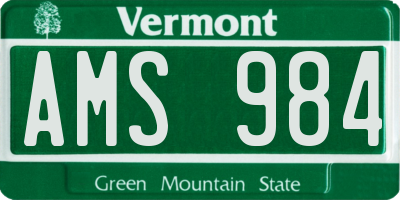 VT license plate AMS984