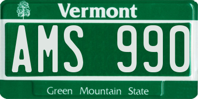 VT license plate AMS990