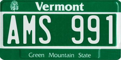 VT license plate AMS991