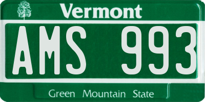 VT license plate AMS993