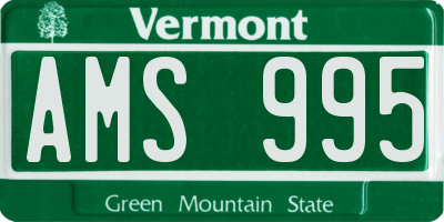 VT license plate AMS995