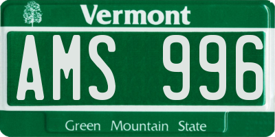 VT license plate AMS996