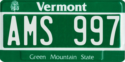 VT license plate AMS997