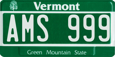 VT license plate AMS999