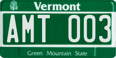 VT license plate AMT003
