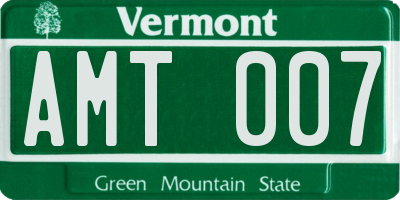 VT license plate AMT007